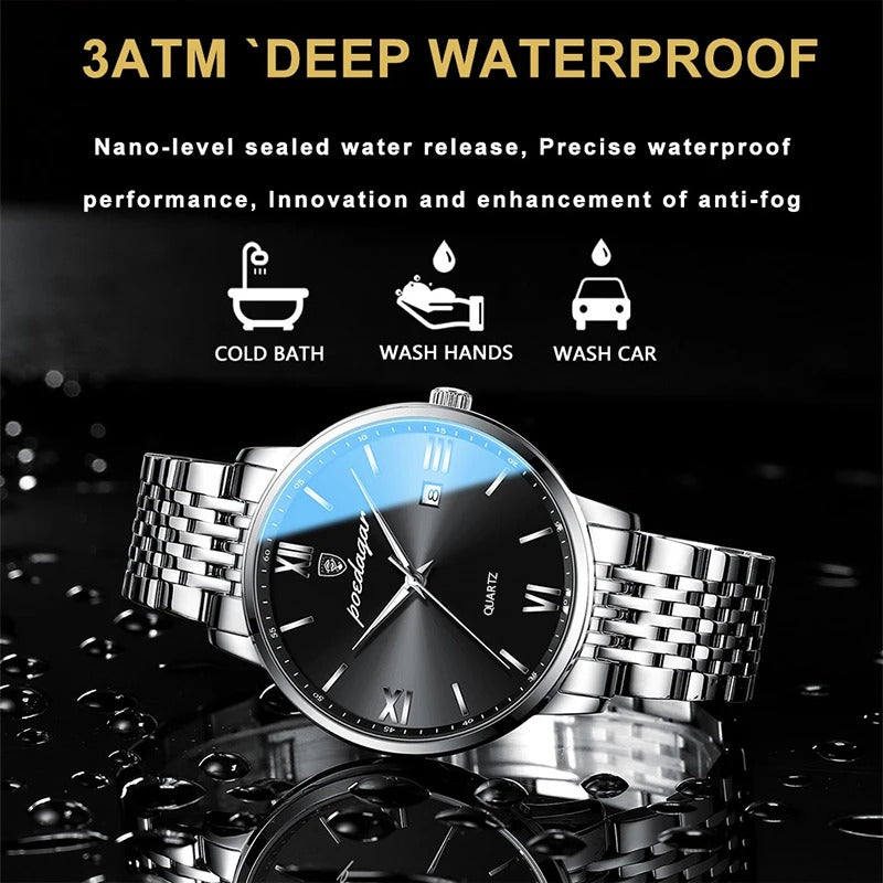 POEDAGAR STAINLESS STEEL WATERPROOF WATCH