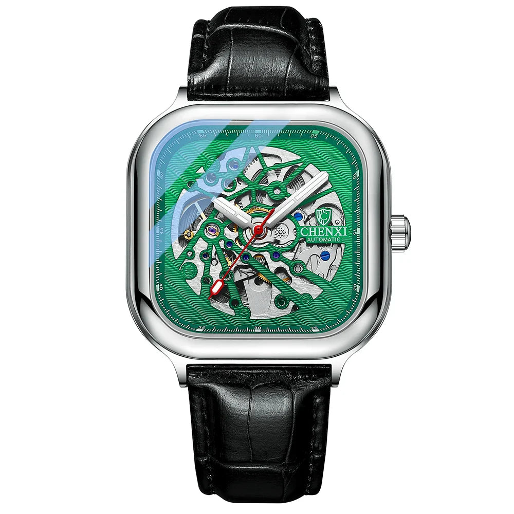 CHENXI T5 Leather Watch, Black