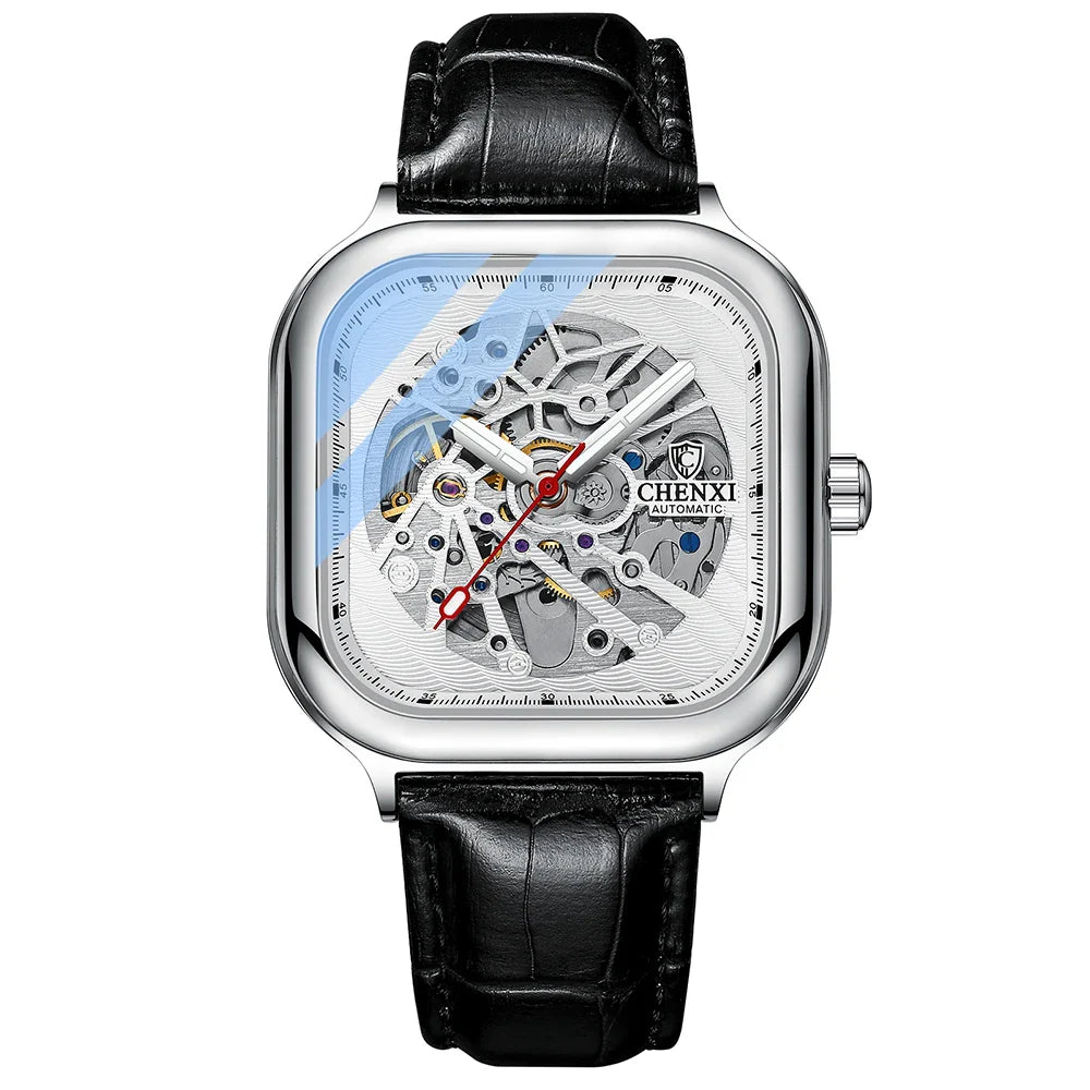 CHENXI T5 Leather Watch, Black