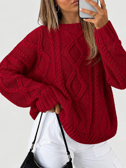 Marielle™ | Cable-Knit Crew Neck Sweater