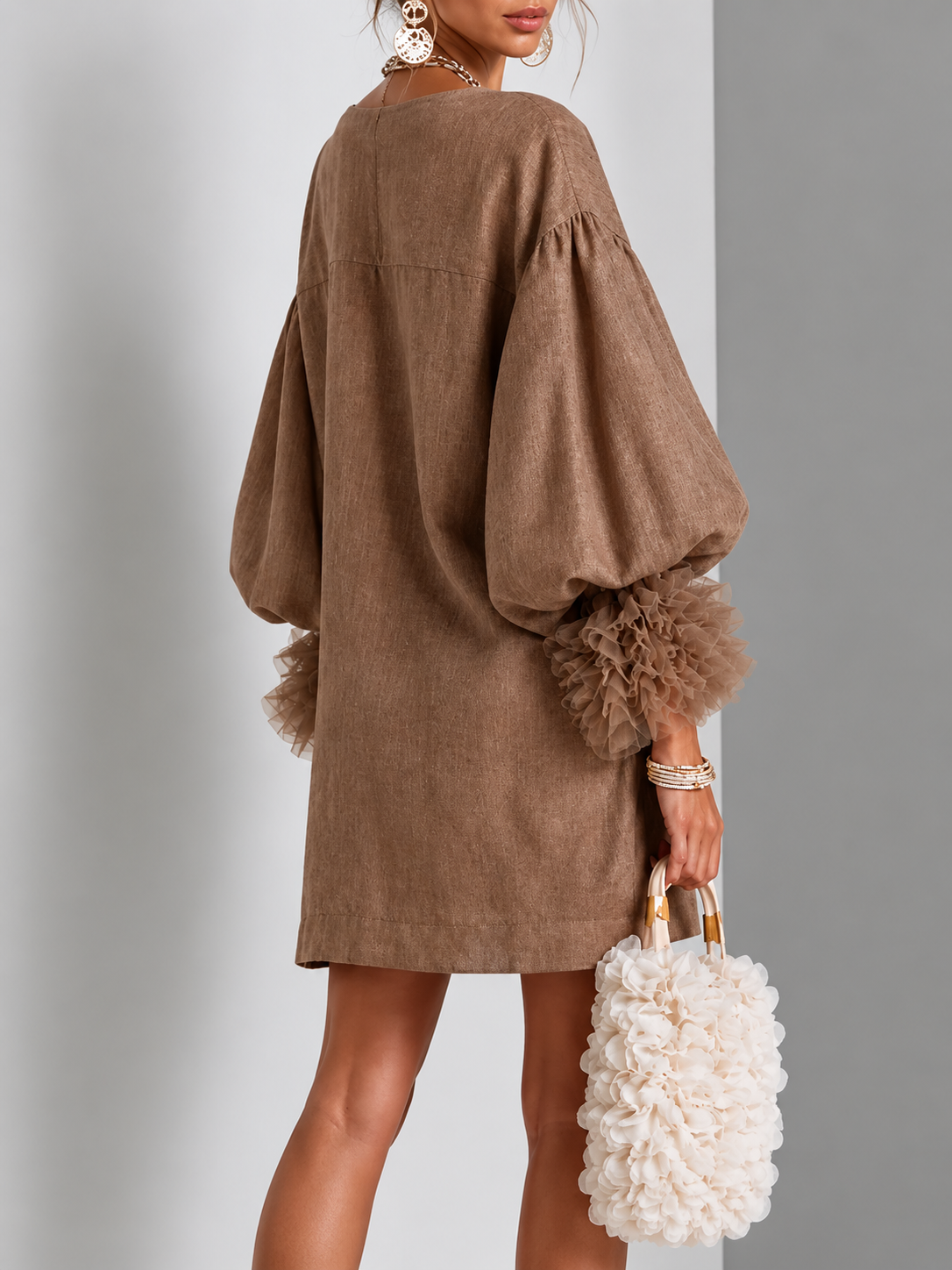 Marguerite™ | Ruffle-Cuff Zip-Front Mini Dress