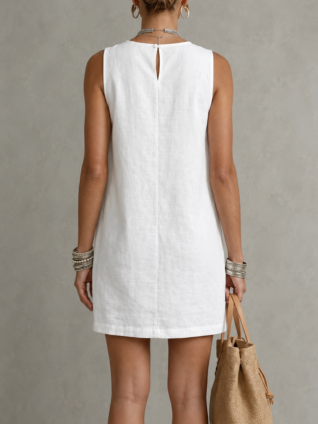 Pia™ | Sleeveless Patch-Pocket Shift Dress