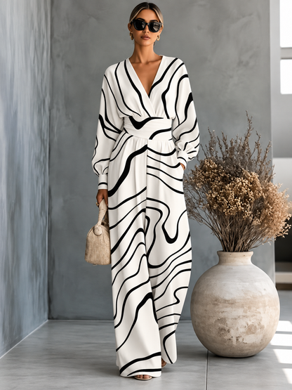 Ivy™ | Printed Wrap-Front Wide-Leg Jumpsuit