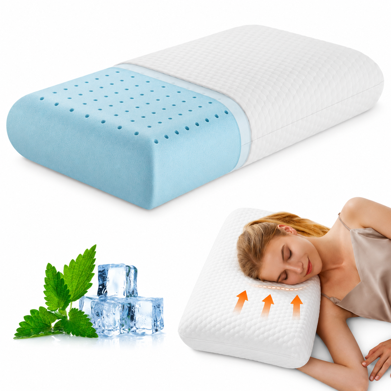 AeroCore Duo™ – 2 Piece Ventilated Memory Foam Support Pillow Set