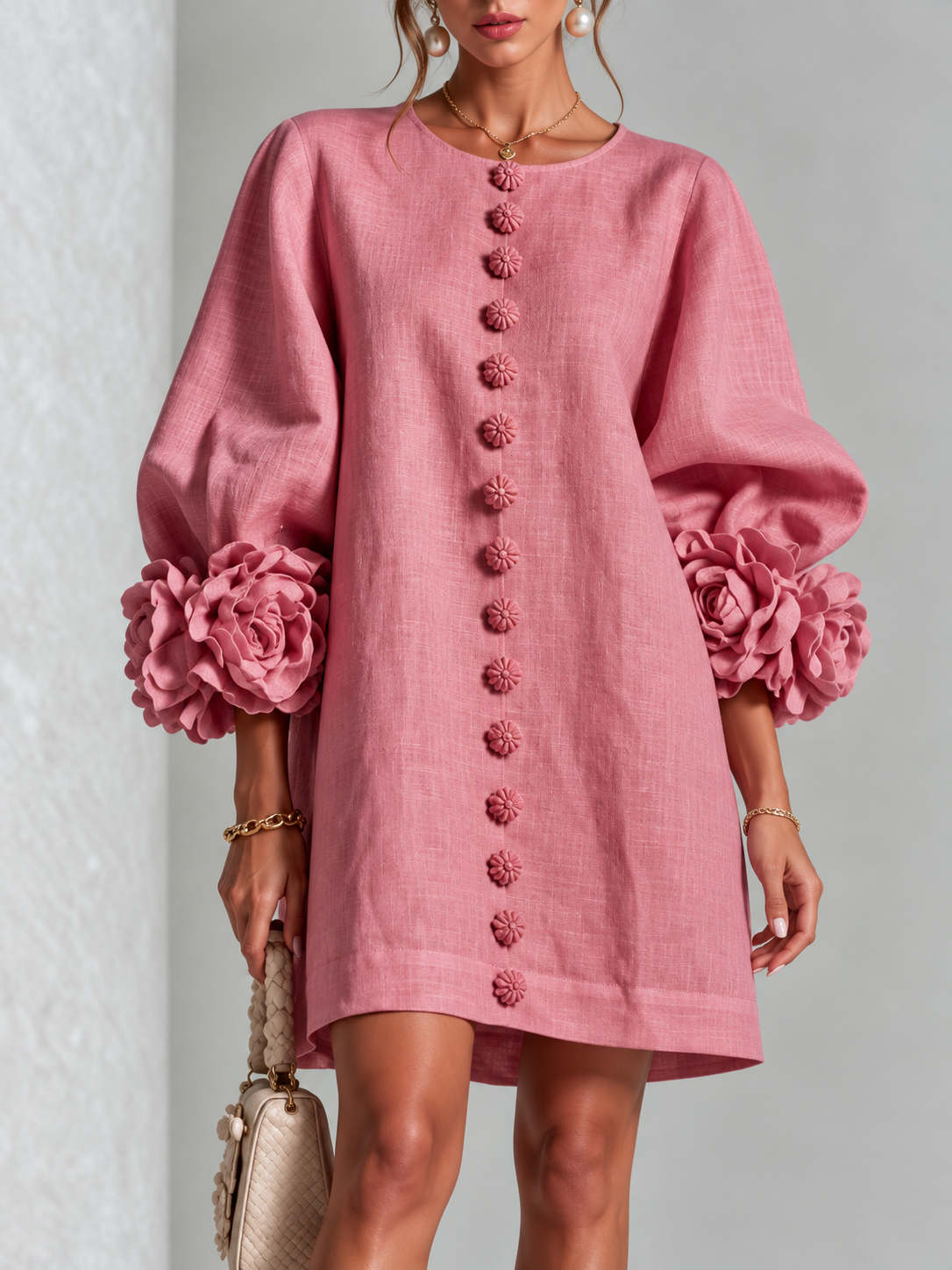 Coralie™ | Floral Lantern-Sleeve Pencil Dress