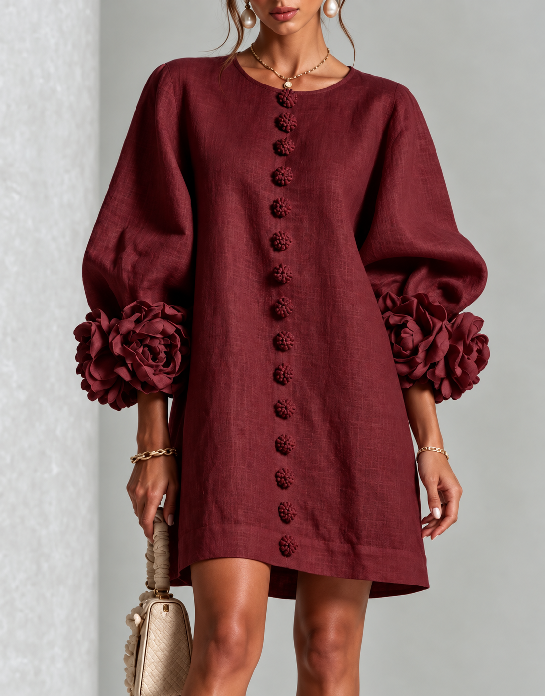Coralie™ | Floral Lantern-Sleeve Pencil Dress