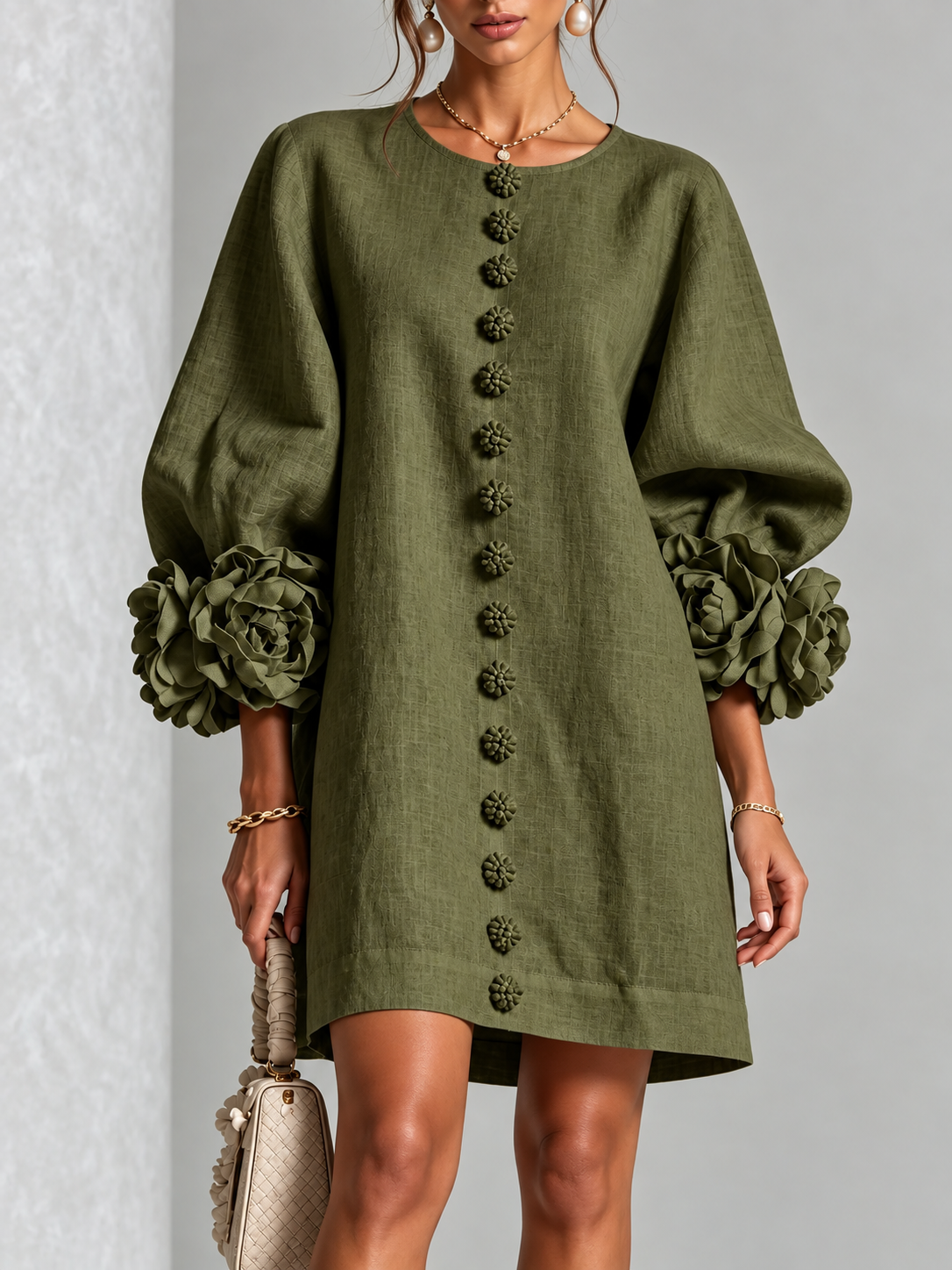 Coralie™ | Floral Lantern-Sleeve Pencil Dress
