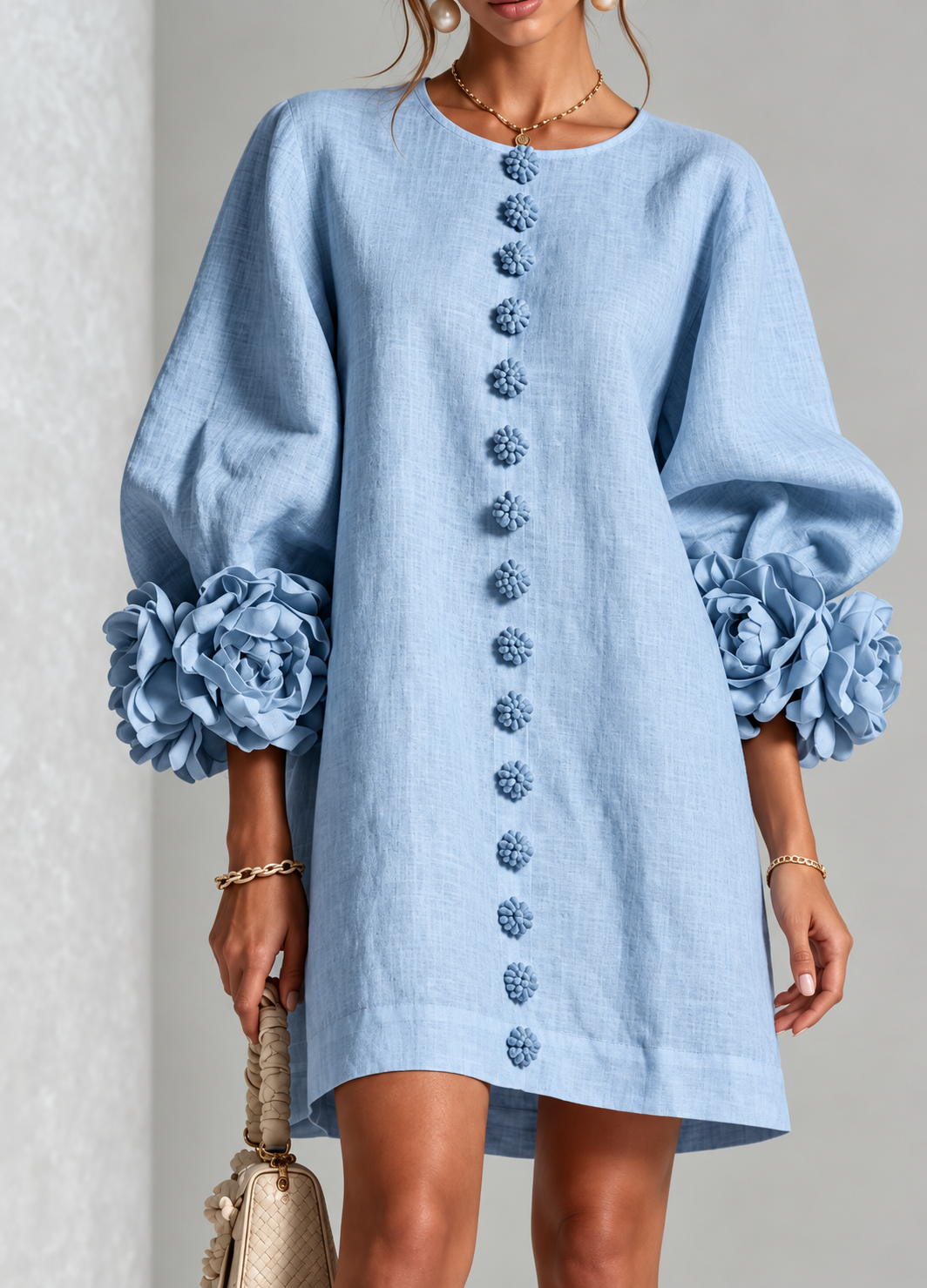 Coralie™ | Floral Lantern-Sleeve Pencil Dress