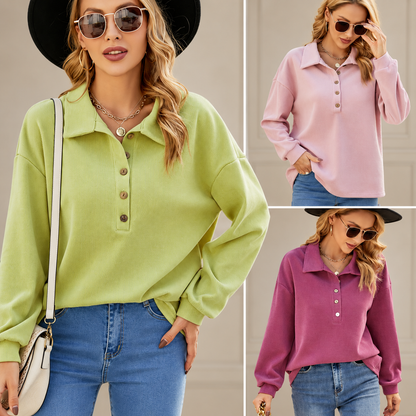Maren™ | Ribbed Collared Henley Top