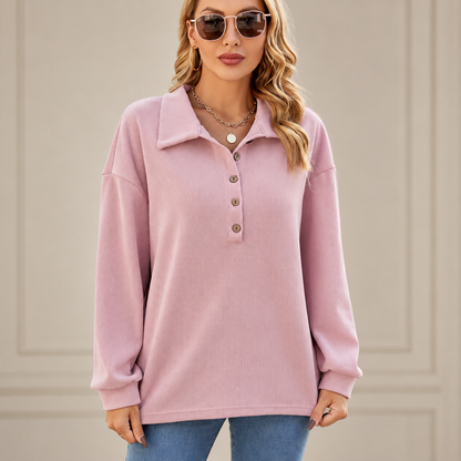 Maren™ | Ribbed Collared Henley Top