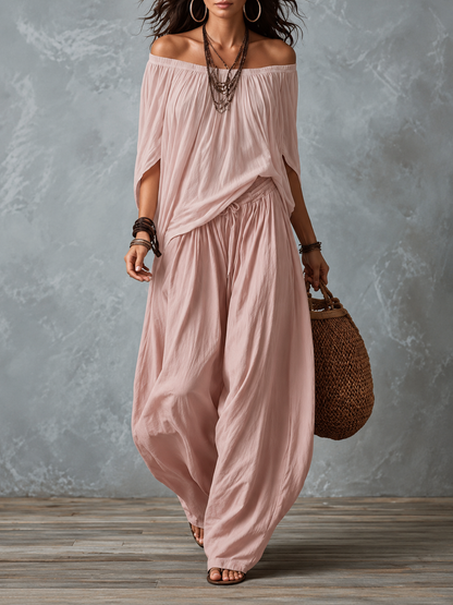 Amara™ | Off-Shoulder Blouse &amp; Harem Pants Set