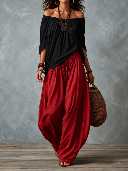 Amara™ | Off-Shoulder Blouse &amp; Harem Pants Set