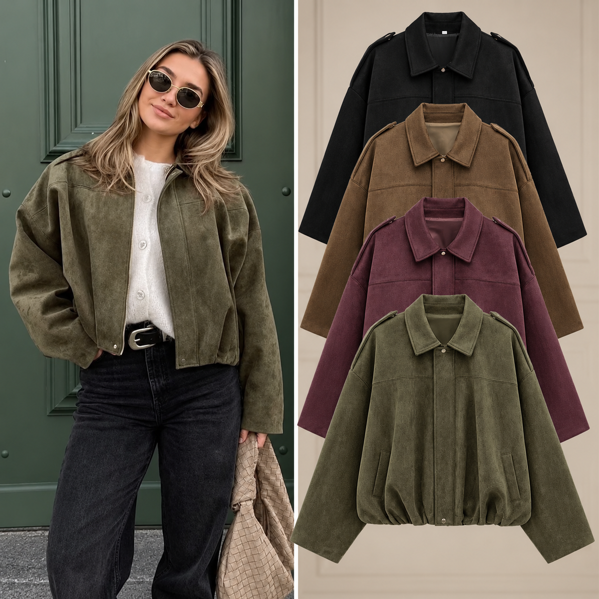 Nova™ | Oversized Batwing Zip Bomber Jacket