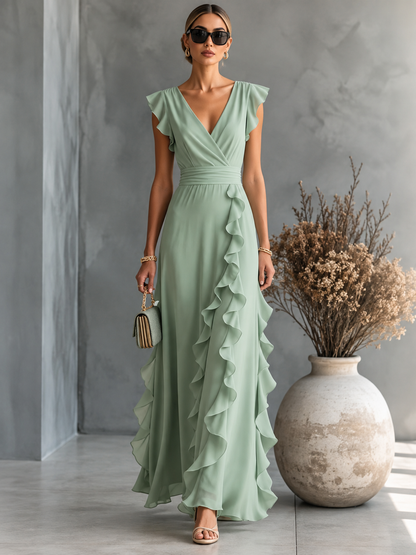 Elodie™ | Ruffle-Trim Chiffon Evening Gown