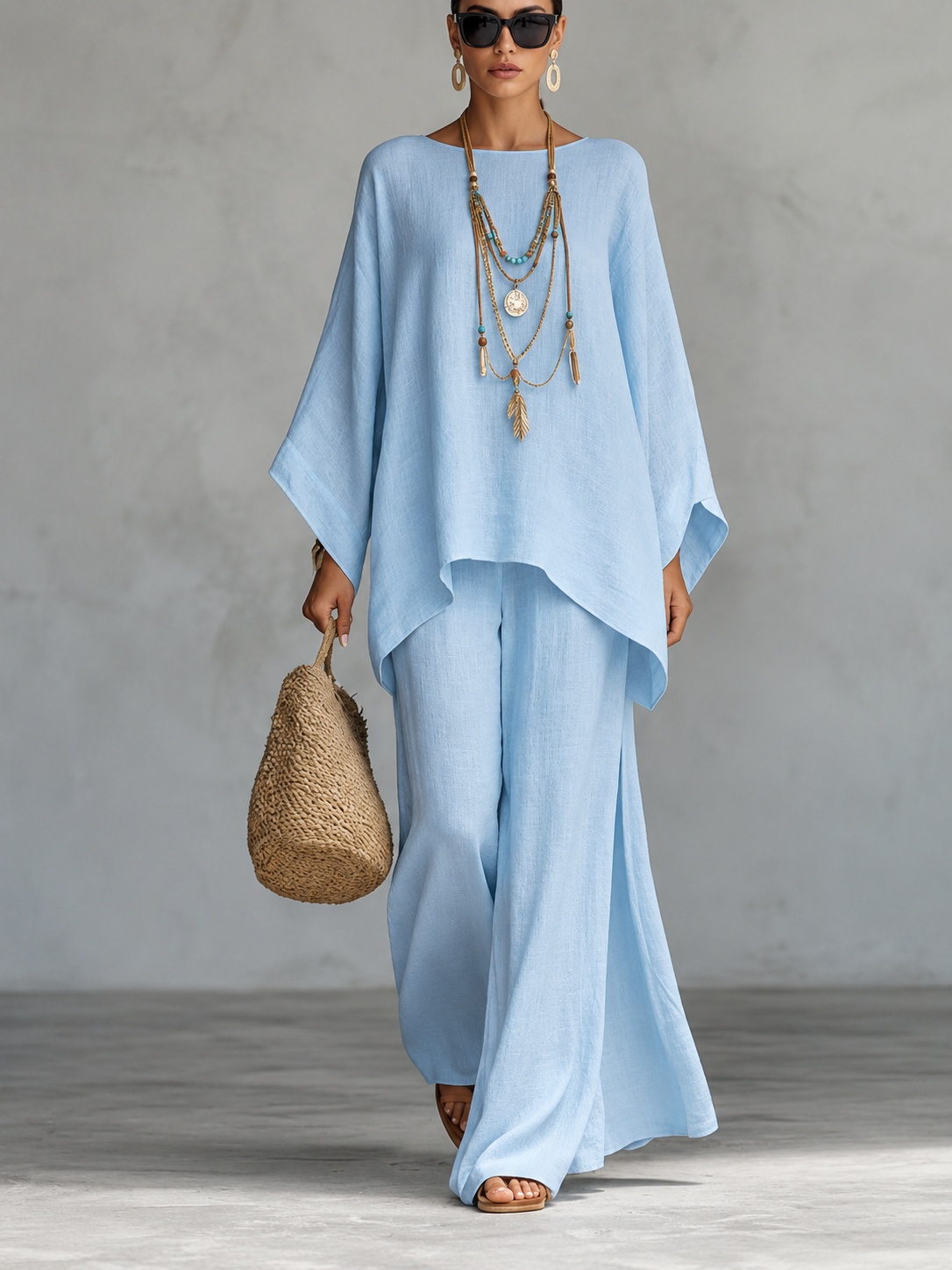 Ines™ | Draped Top &amp; Wide-Leg Trouser Set