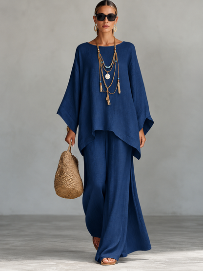 Ines™ | Draped Top &amp; Wide-Leg Trouser Set
