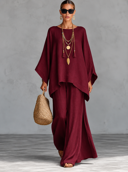 Ines™ | Draped Top &amp; Wide-Leg Trouser Set