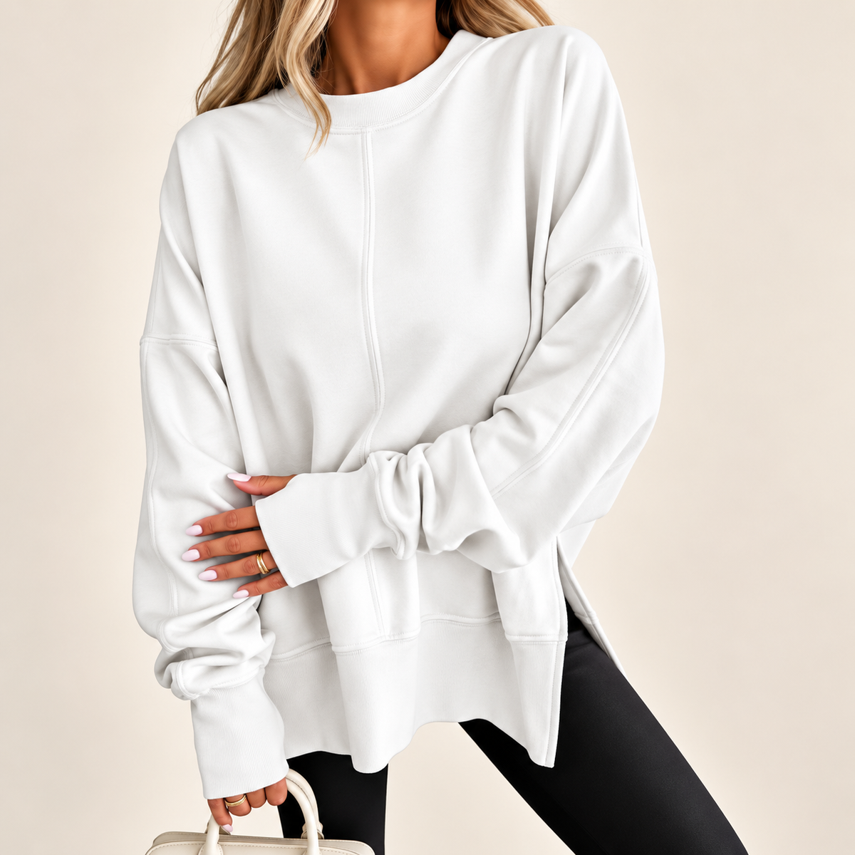 Sloane™ | Oversized Split-Hem Fleece Sweatshirt