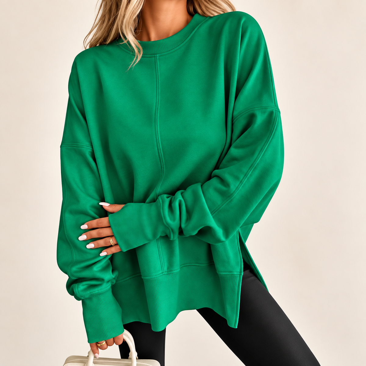 Sloane™ | Oversized Split-Hem Fleece Sweatshirt