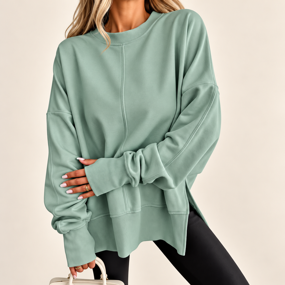Sloane™ | Oversized Split-Hem Fleece Sweatshirt