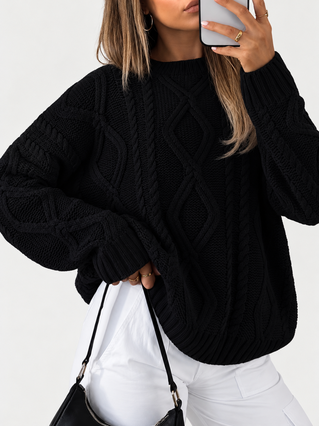 Marielle™ | Cable-Knit Crew Neck Sweater