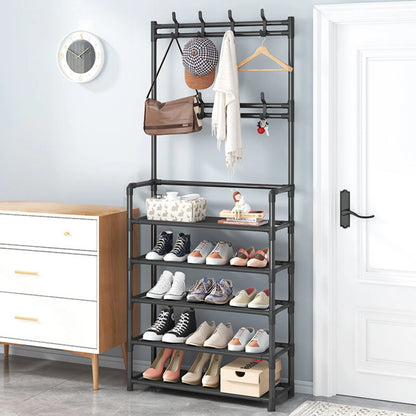 3-in-1 Metal Hall Tree with 5-Tier Shoe Rack & 8 Hooks