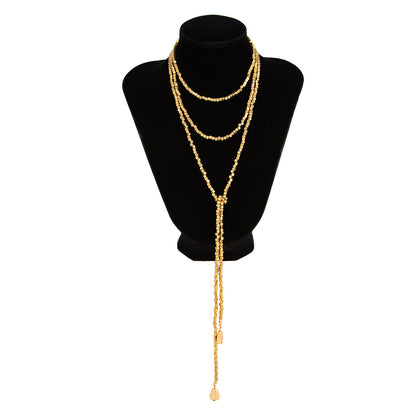 Hip Hop Style CCB Pearl Beaded Y Shape Tassel Clavicle Necklace