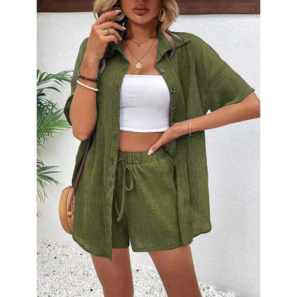 Saoirse™ | Textured Shirt and Shorts Set