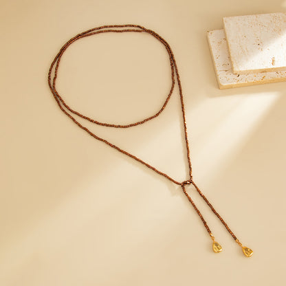 Hip Hop Style CCB Pearl Beaded Y Shape Tassel Clavicle Necklace