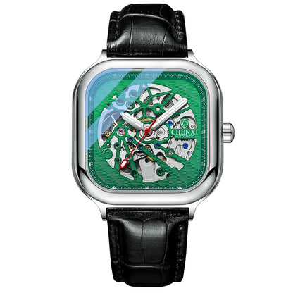 CHENXI T5 Leather Watch, Black